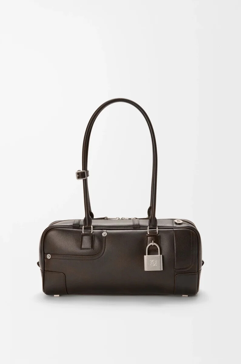 panta amazona 31 cropped bag in shiny calfskin vintage brown