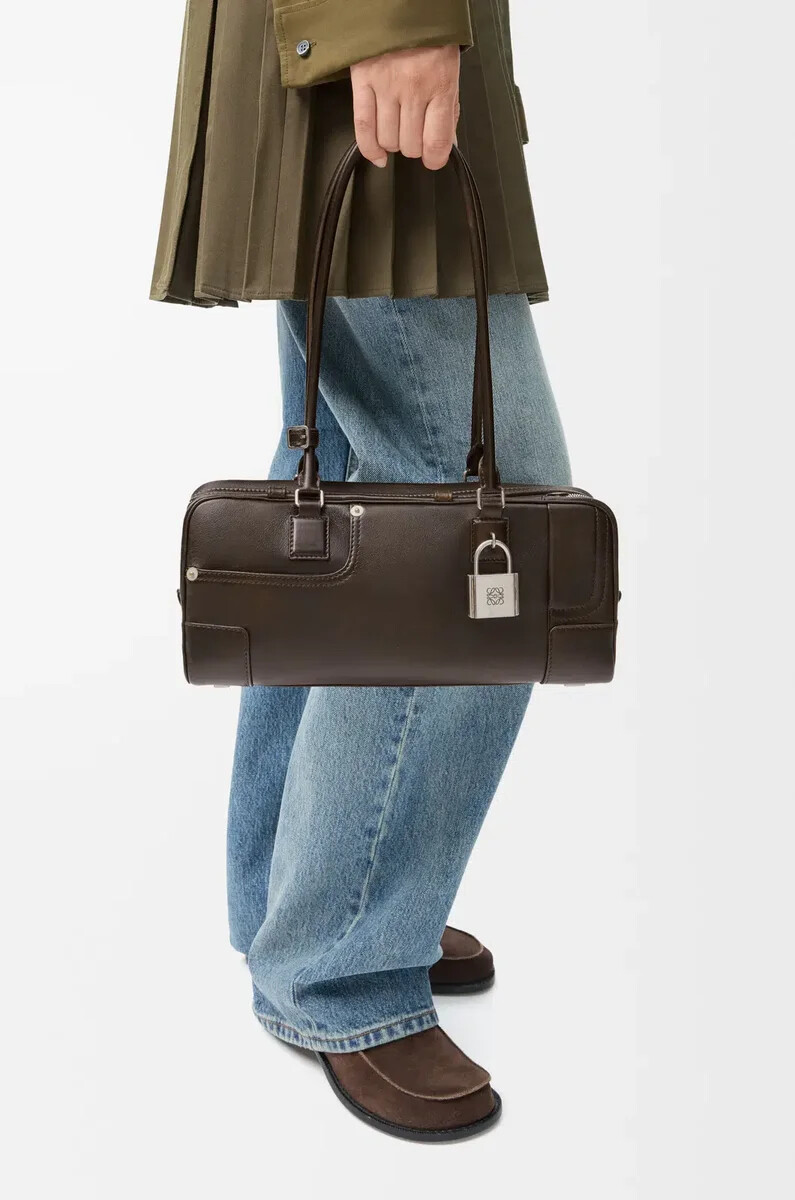 panta amazona 31 cropped bag in shiny calfskin vintage brown