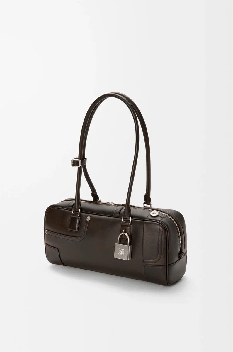 panta amazona 31 cropped bag in shiny calfskin vintage brown