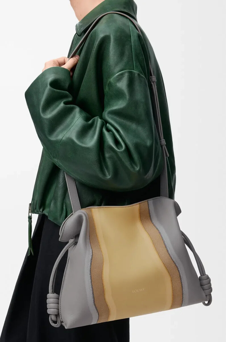 medium flamenco clutch landscape in nappa calfskin sparkling greybutter