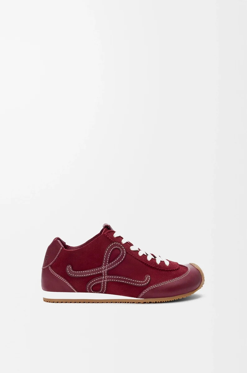 ballet runner 2.0 unlined in deerskin and vegetable-tanned calfskin burgundy