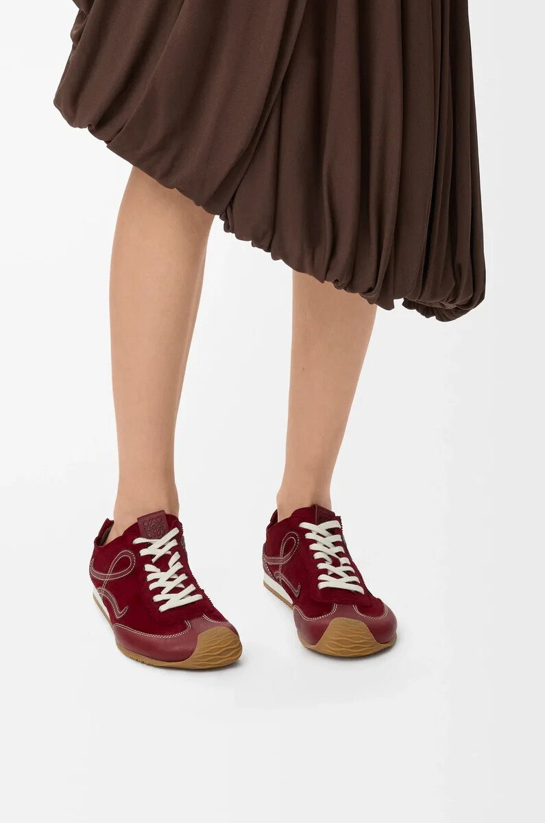 ballet runner 2.0 unlined in deerskin and vegetable-tanned calfskin burgundy