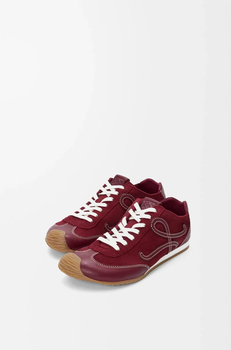 ballet runner 2.0 unlined in deerskin and vegetable-tanned calfskin burgundy