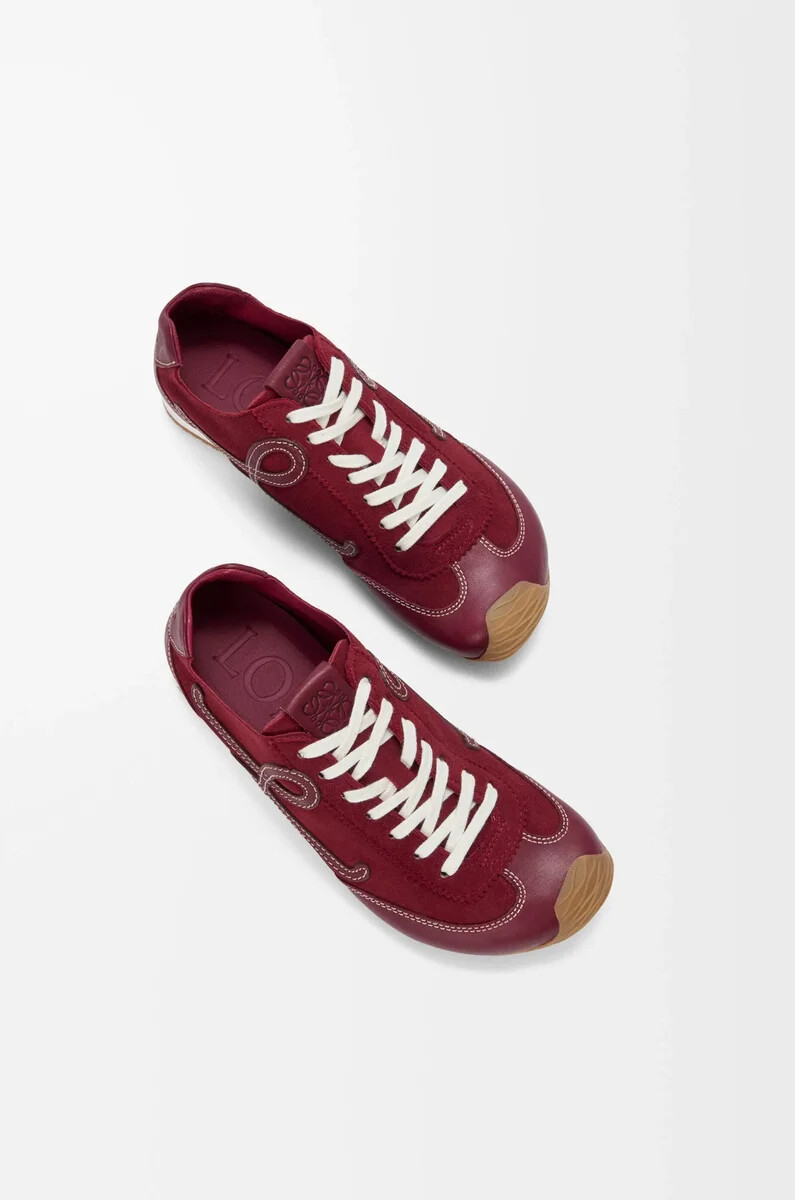 ballet runner 2.0 unlined in deerskin and vegetable-tanned calfskin burgundy
